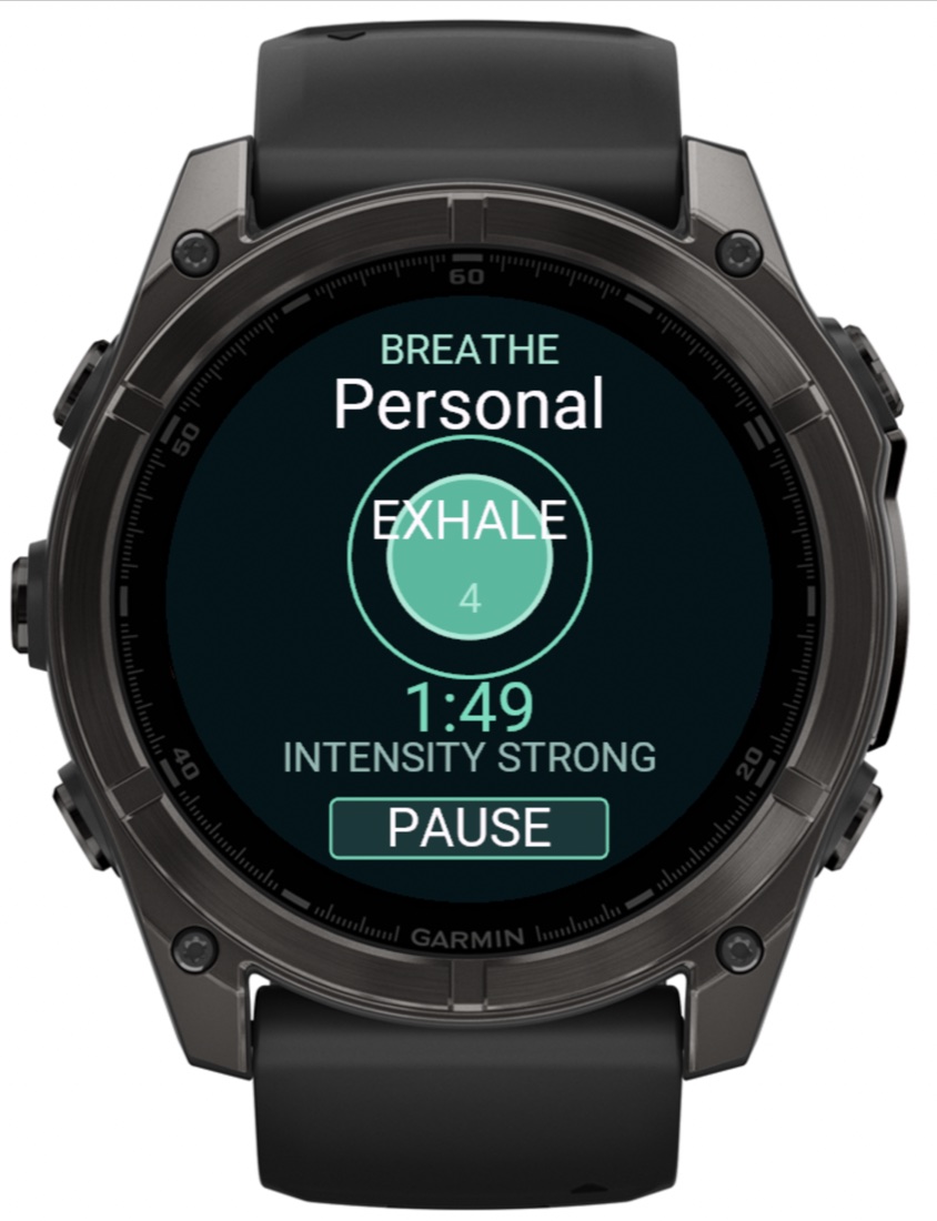 Personal guided-breathing session during exhale